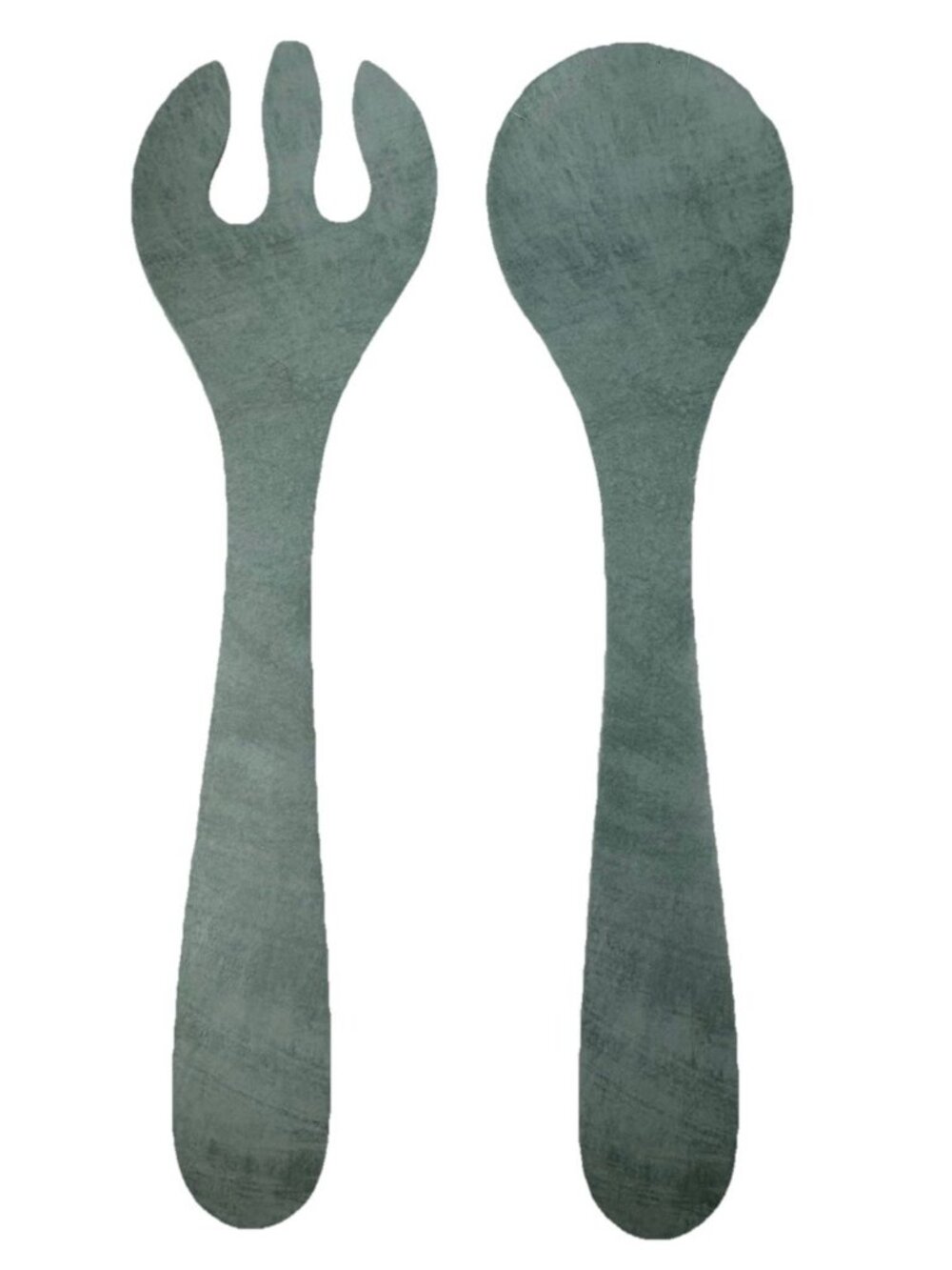 -Melamine Serving Utensils Fork & Spoon Green Vintage Mid Century Salad Fruit